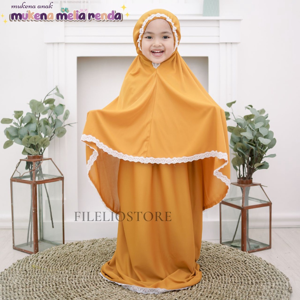 Mukena Anak Melia Renda Polos (Gratis Tas) / Mukena Anak Usia 3-5 Tahun Perlengkapan Sholat Anak Perempuan