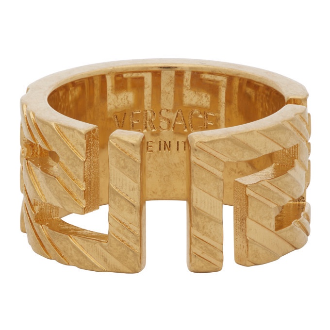 V3RSACE Ring Gold Address Plate Ring 100% Authentic