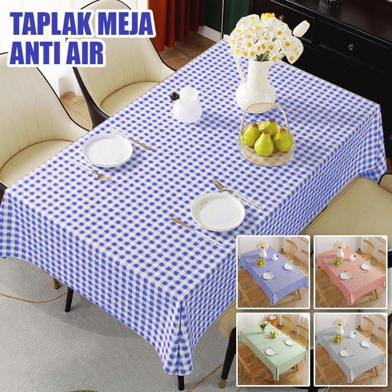 Lodoestar COD - Taplak Meja Bahan Peva Uk 152x228 cm Anti Air Motif Kotak - Kotak - D12-3D