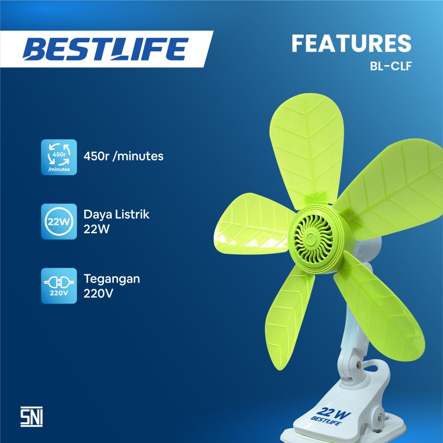 KIPAS ANGIN JEPIT 22 WATT BESTLIFE MINI FAN KIPAS ANGIN DINDING 22watt 5 BALING