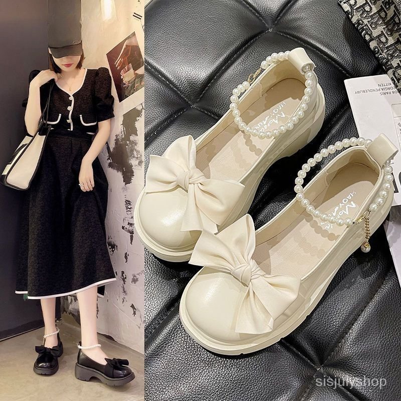 [✅BISA COD] #Sisjuly# Sepatu Mary Jane wanita wanita busur kepala bulat Jepang JK sepatu kulit kecil