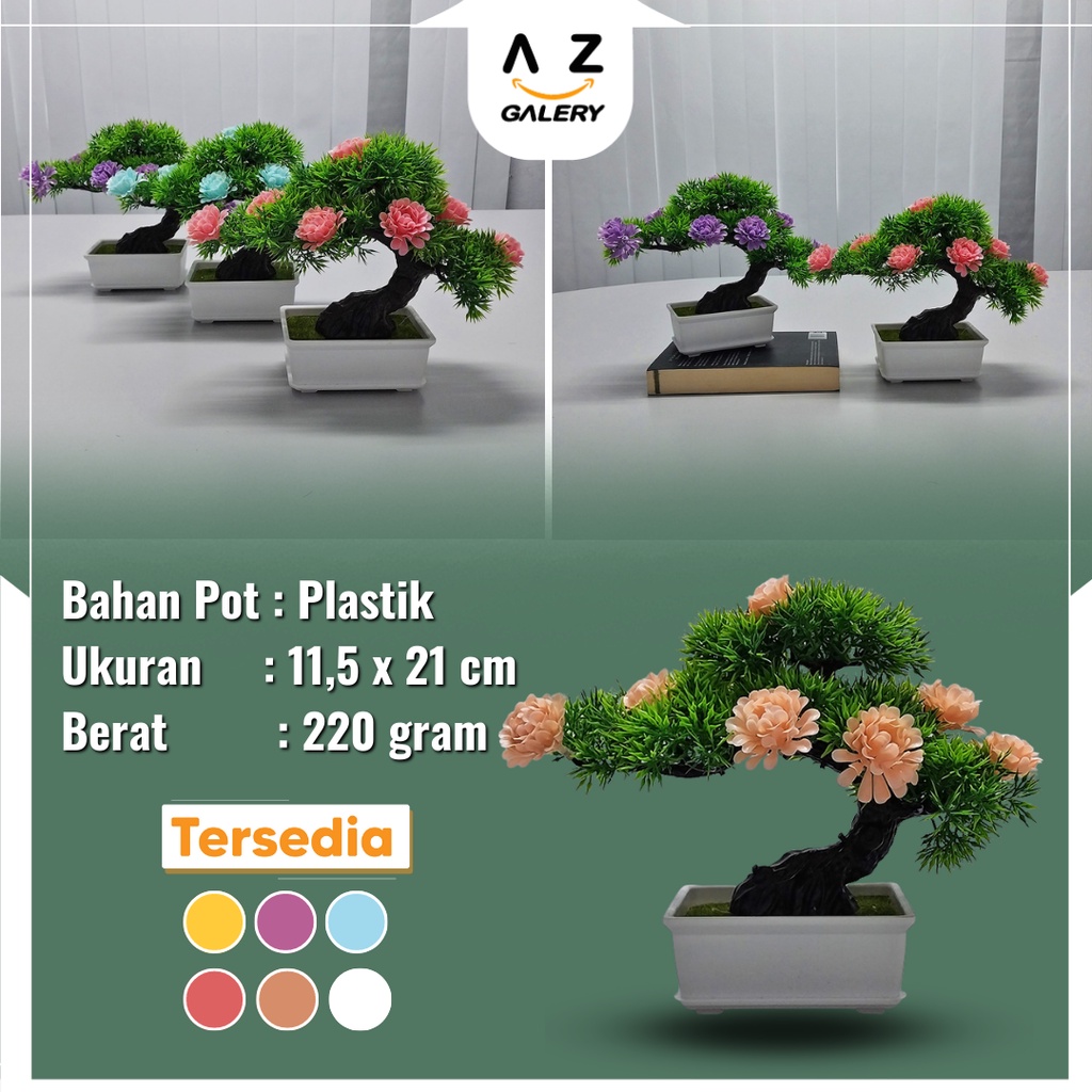 Tanaman Hias Plastik Ornamen Pot Bonsai Bunga Hiasan Palsu Pajangan Dekorasi Rumah Import Artificial Flower Import Azgalery PBP85