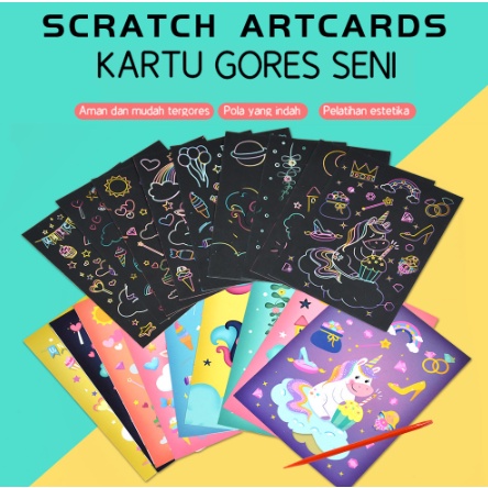 

Buku Magic Warna Colourful Scratch note kecil / Black Cardboard