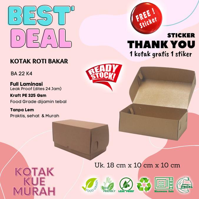 

KEMASAN / PACKAGING ROTI BAKAR 18 Cm x 10 Cm x 10 Cm Kotak Kraft