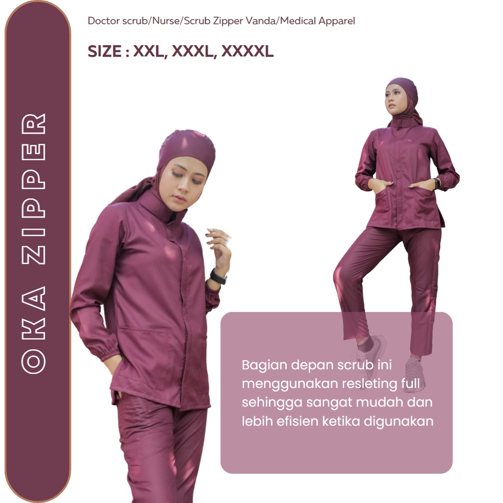 BAJU JAGA LENGAN PANJANG MODEL ZIPPER JUMBO /BAJU OK/BAJU SCRUB/SERAGAM PERAWAT