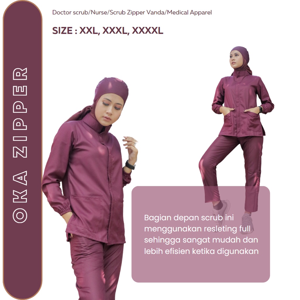 BAJU JAGA LENGAN PANJANG MODEL ZIPPER JUMBO V/BAJU OK/BAJU SCRUB/SERAGAM PERAWAT