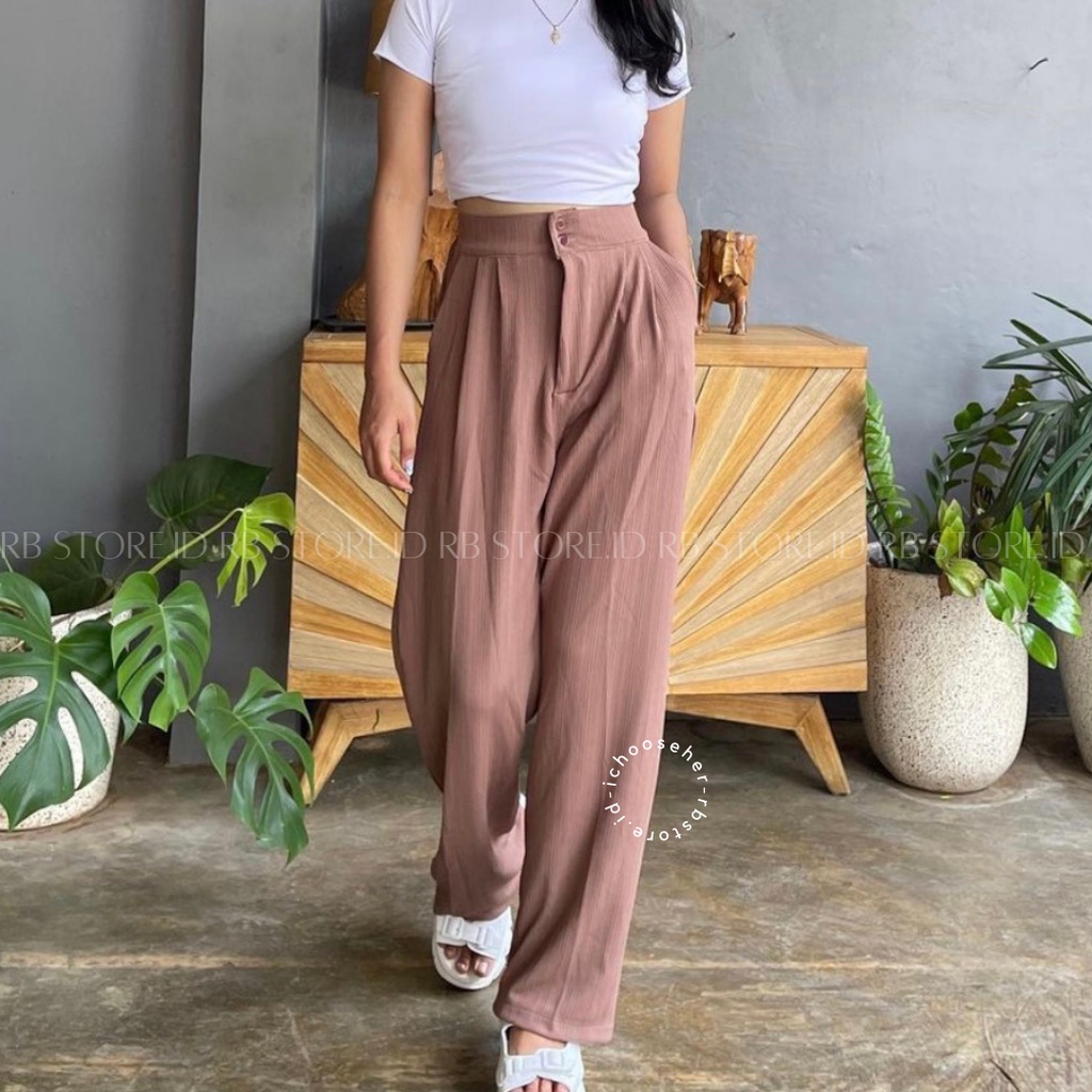 Celana Kulot Highwaist Knit Jennie Knit Pants Cullote