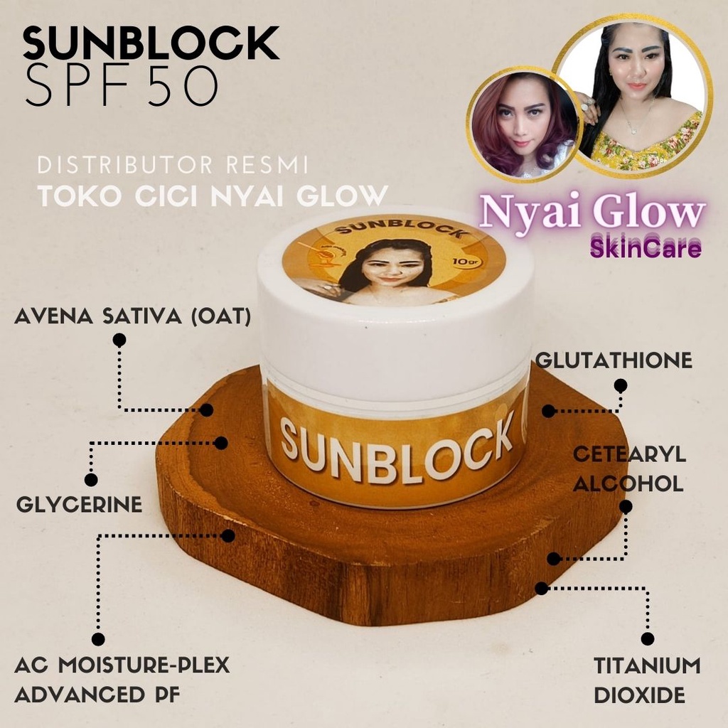 Sunblock SPF 50 Nyai Glow SkinCare Krim Sunblok Pagi dan Siang untuk Melindungi Wajah dari Paparan S