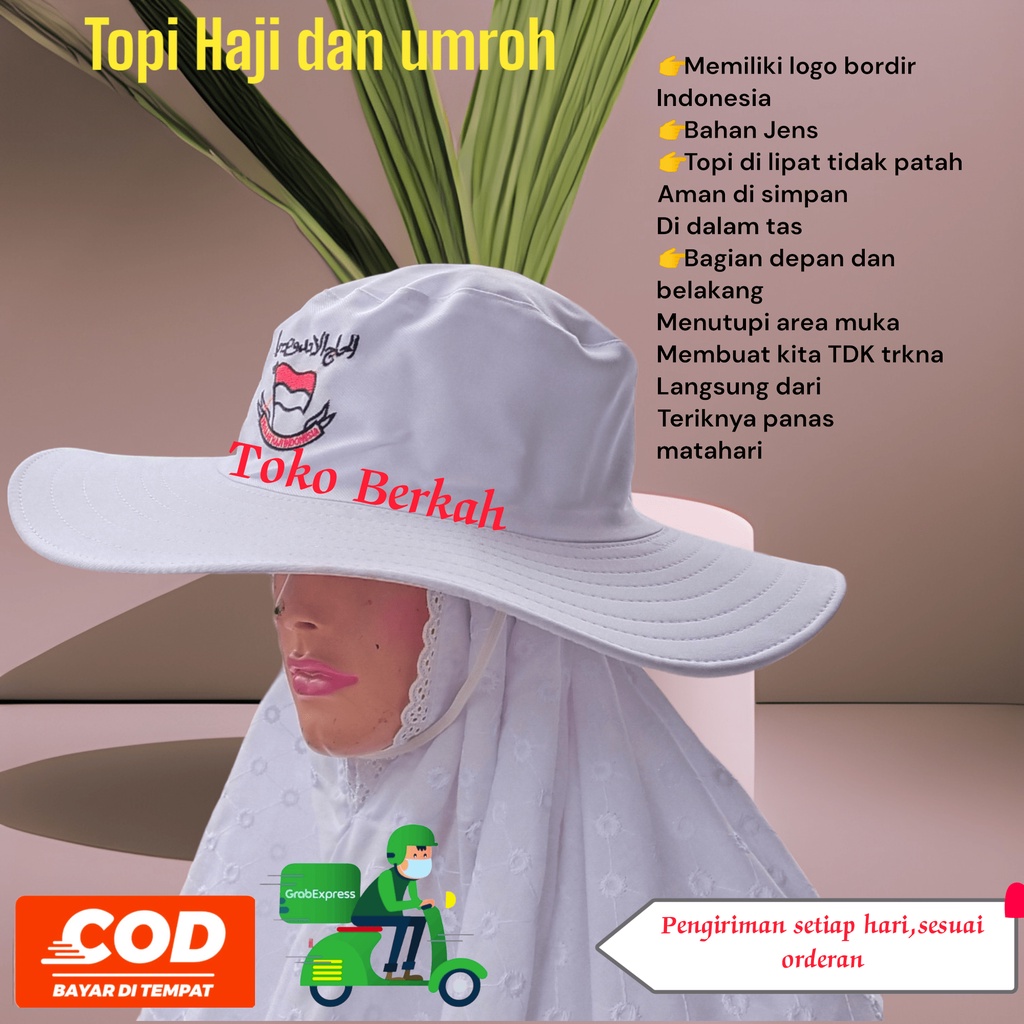 Topi haji dan umroh bulat logo indonesia