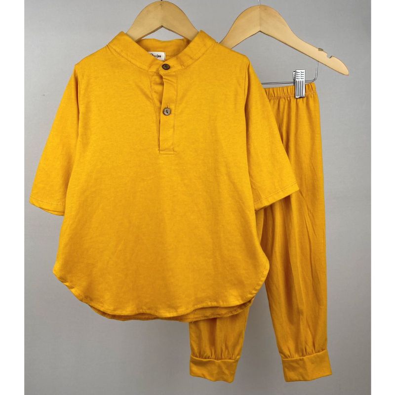 *NurBarkah* KOKO WALI ANAK USIA 1-5 TAHUN WARNA KUNING MUSTARD KUNYIT BAHAN KAOS KATUN LARIS VIRAL G