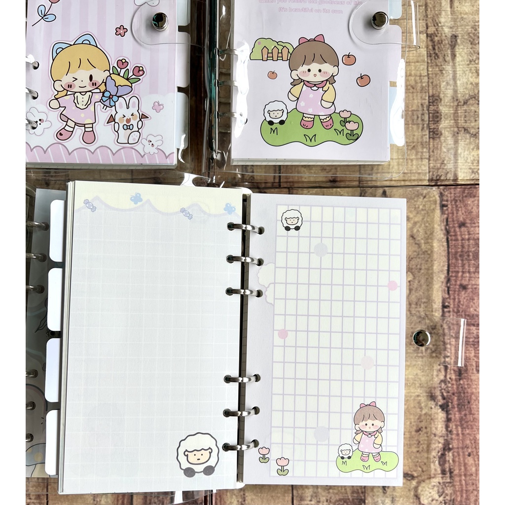 Binder A6 + Isi Karakter Lucu - Binder Cute DIY Planner - Diary Jurnal - Journal - Agenda Organizer Soft Cover