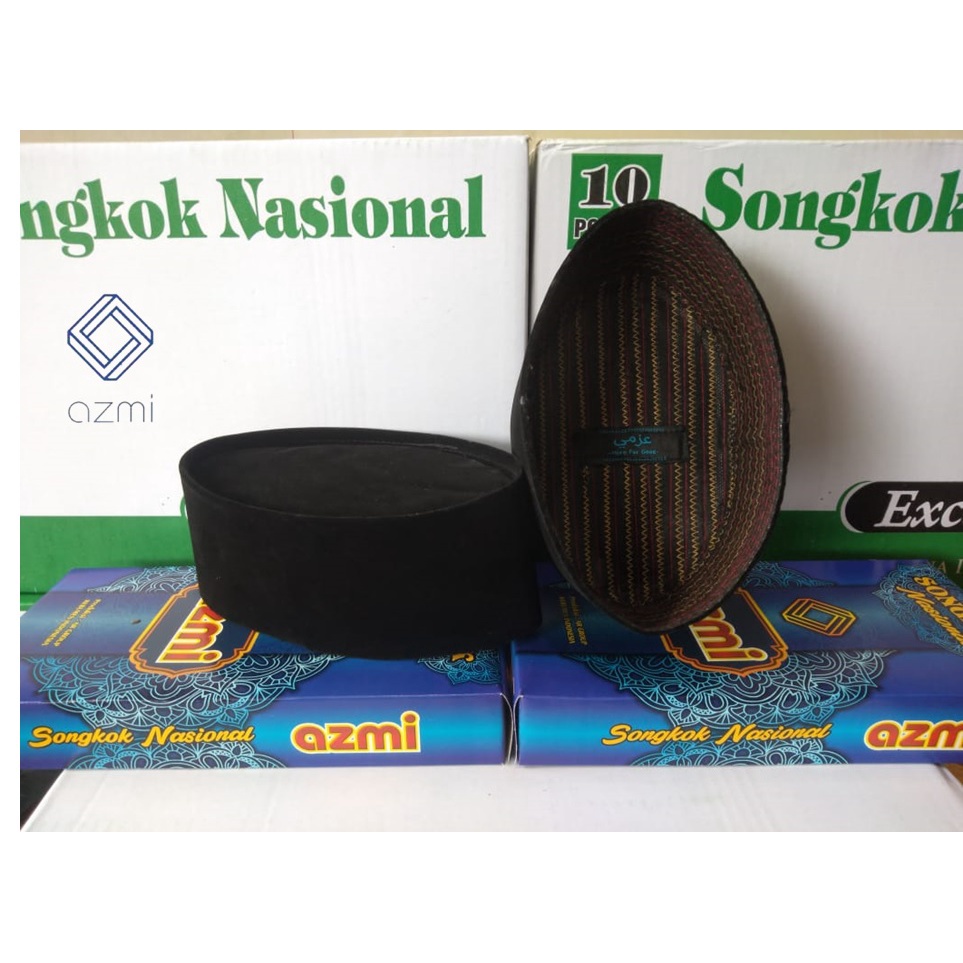 Songkok AZMI NON AC Tinggi 9cm Peci Kopiah Songkok Hitam Polos High Quality!!!