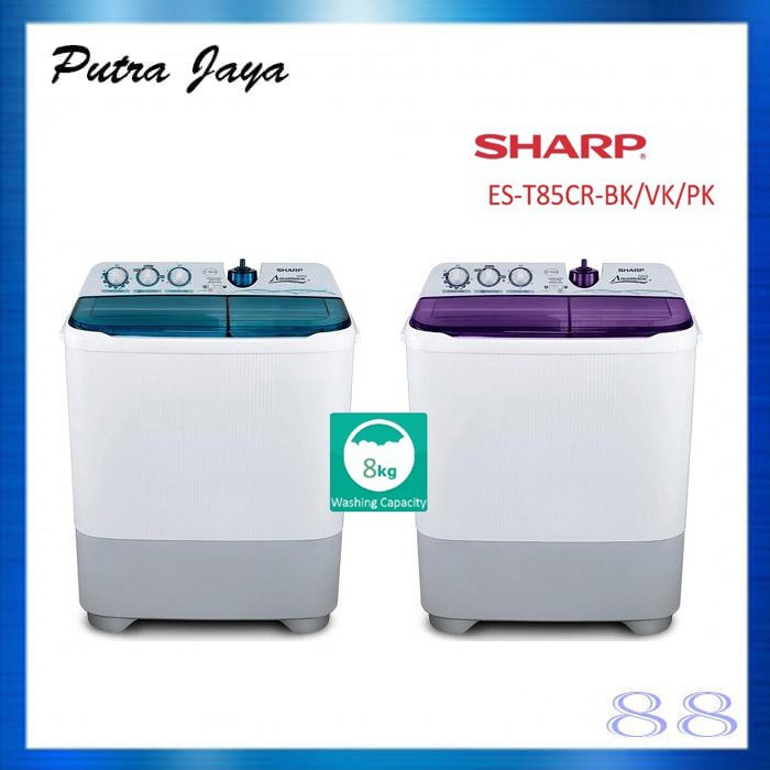 SHARP Mesin Cuci 2 Tabung - ES-T85CR-BK/VK/PK / EST85CR / 85CR