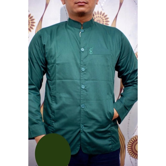 Discount Baju Koko Al Kafi Kantong Terompah - HIJAU BOTOL /BAJU KOKO PRIA/BAJU KOKO DEWASA/BAJU KOKO