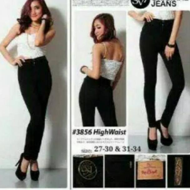 HARGA BERSAHABAT Celana jeans panjang highwaist wanita original sv7 warna hitam super best seller 47
