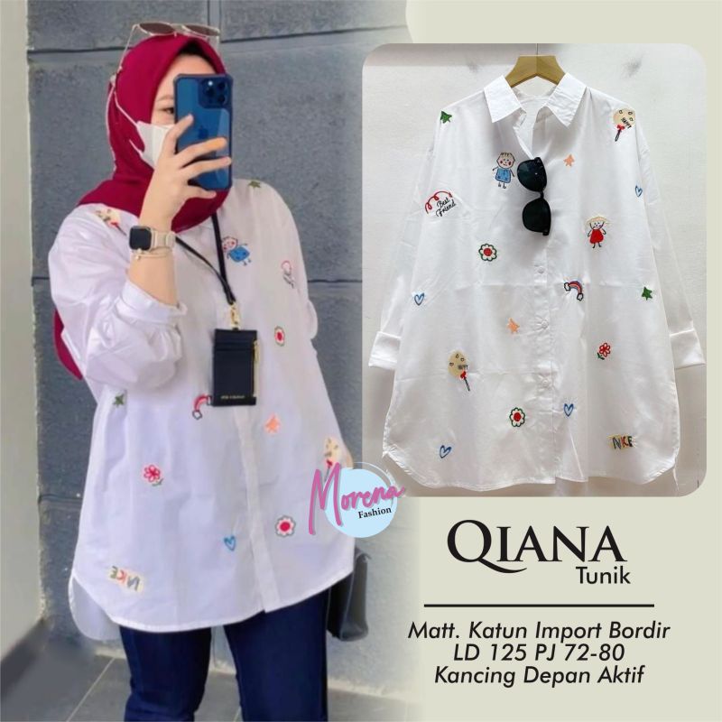 Baju Tunik Qiana White lingkar dada 125