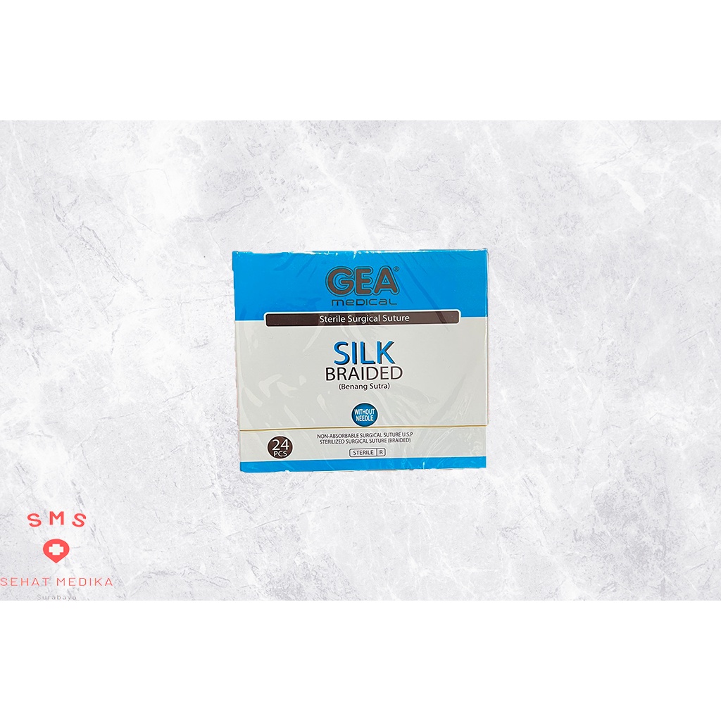 GEA MEDICAL CATGUT SILK BRAIDED - BRAIDED SILK - BENANG SUTERA 3/0