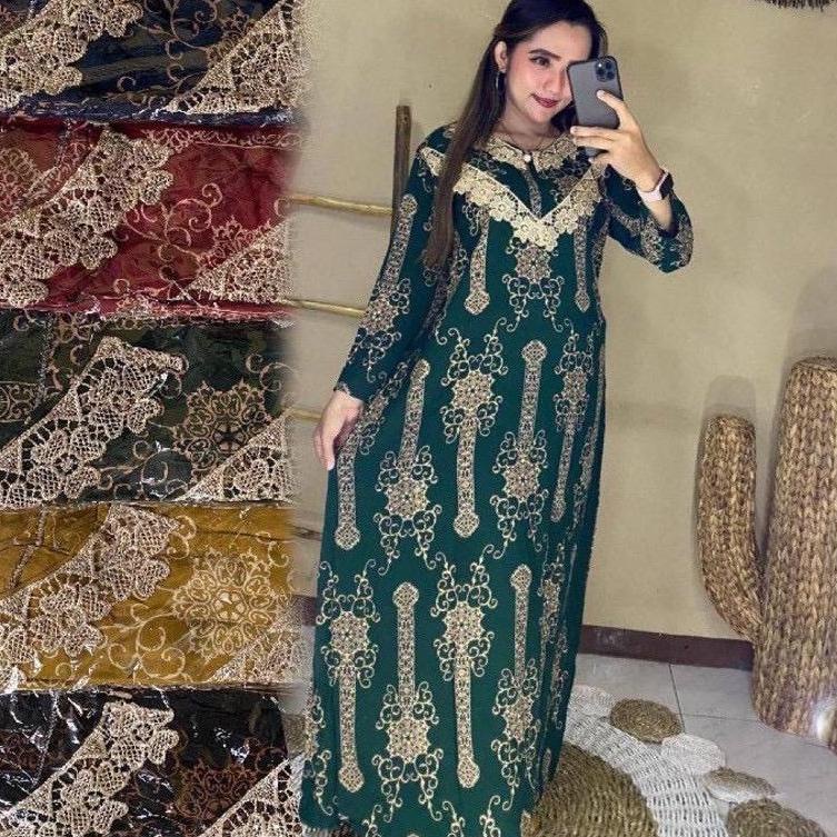 DASTER ARAB BROKAT RENDA SULTAN LENGAN PANJANG | RAYON SUPER  A | RENDA MILO SIAP KIRIM