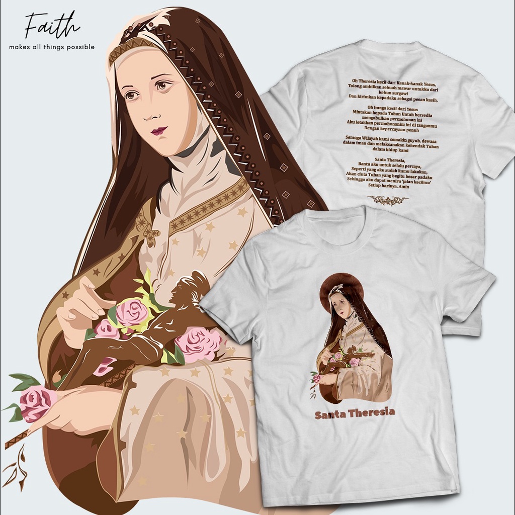 Kaos Rohani/ Katolik Kristen St Theresia keren unik