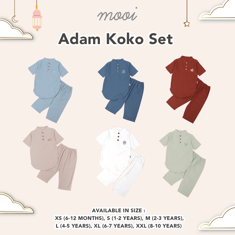 Baju Koko Anak Laki Laki Setelan Adam Mooi Set Baju Muslim Fashion Cowok 6 Bulan -10 Tahun