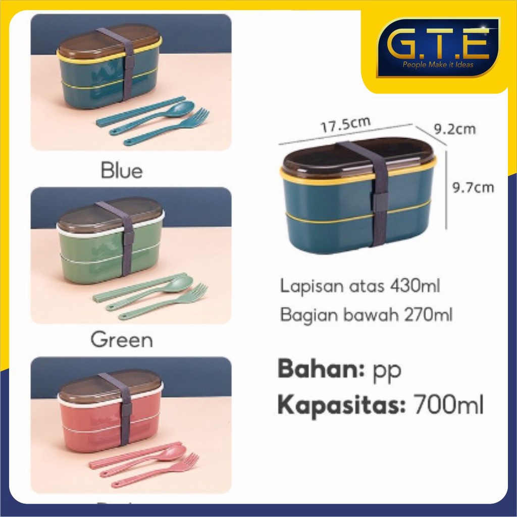 GTE | Kotak Makan Siang 2 Lapis / Kotak Makan Siang Anak / Kotak Makan Set / Kotak Bekal Siang Anak / Kotak Bento Bekal Anak