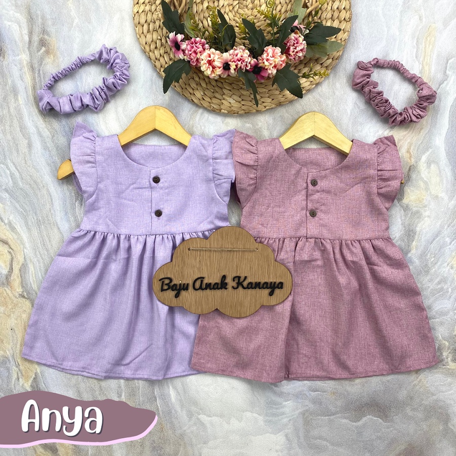 6-18 BLN DRESS BAYI ANYA FREE HEADBAND PREMIUM by BAJU ANAK KANAYA