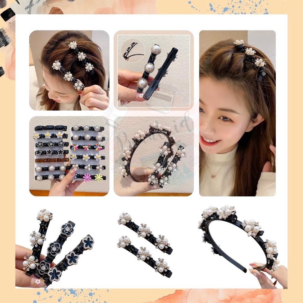 Jepit Kepang Jepit Dalam Jepit Model Korea Klip Rambut Poni Wanita Mutiara Jepitan Cantik Aesthetic Bando Kepang Unik Manis Woman Hair Clip