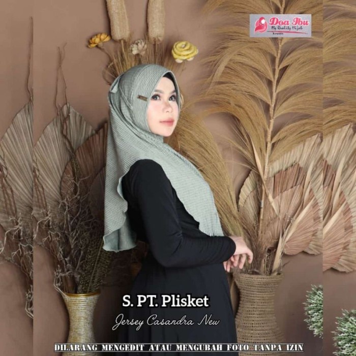 577 Jilbab Doa Ibu Plisket Pet Sabit Busa Tali Jersey Casandra