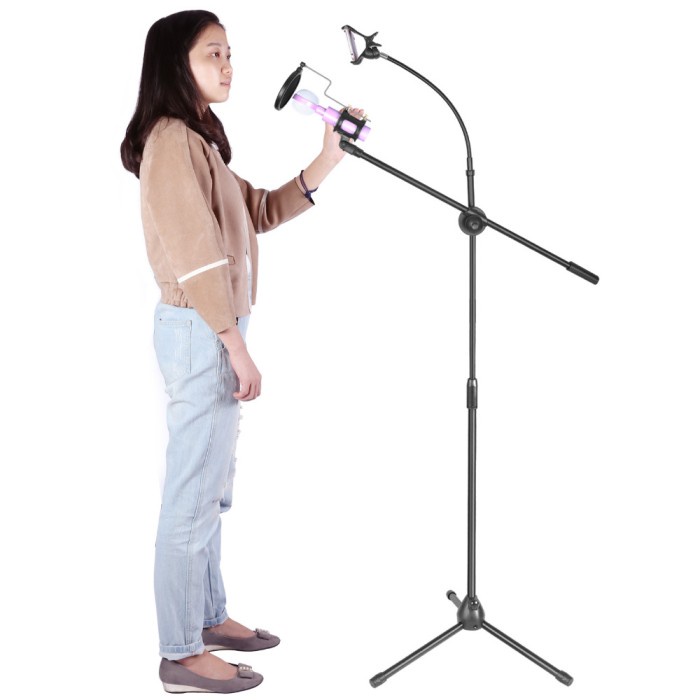 PP Stand Mic lantai Komplit V2 Mik Microphone Recording Youtuber Vlog Konten Recording Youtuber