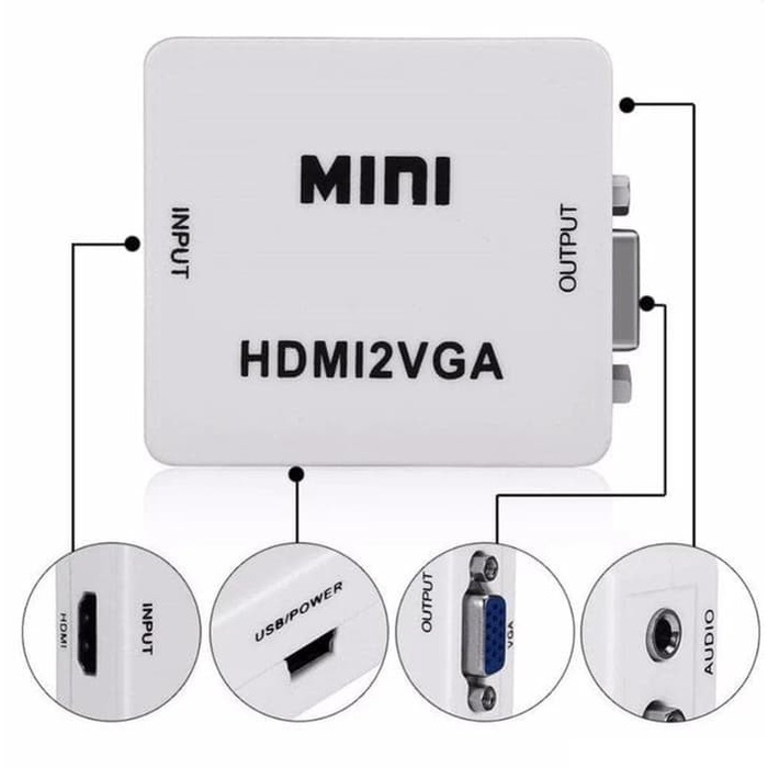 Converter HDMI To VGA Hdmi2VGA 1080p with Audio / Converter hdmi2vga box biru