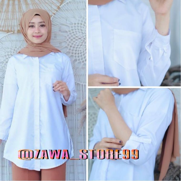 REKOMENDASI Kemeja Wanita Putih Polos Lengan Panjang Terlaris, Kemeja Wanita Putih Baju Tunik Putih 