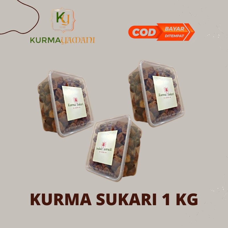 

( COD ) Kurma Sukari 1 Kg Premium Toples Al Qosim || Kurma Sukari || Kurma Basah || Buah Kering