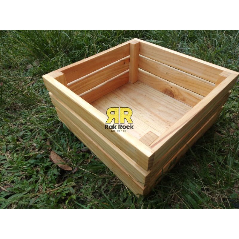 Wooden Crate 35x35x15 Keranjang Kotak Mainan Kotak Buah Kayu Kotak Serbaguna Keranjang Buah Gift Box