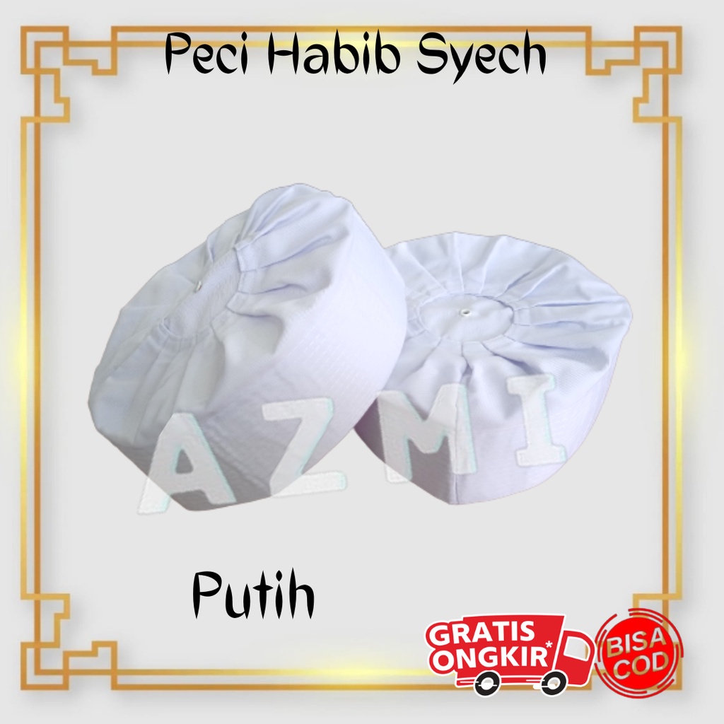 Peci Rempel Ijazi Putih / Peci Habib Syech / Peci Bahan Solo / kopiah bahan