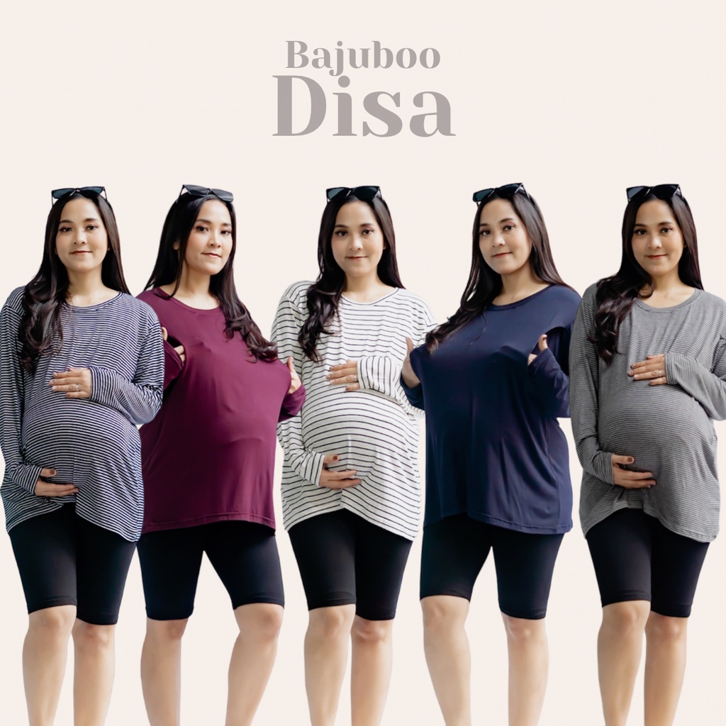 Bajuboo Disa - Atasan Kaos Lengan Panjang Bumil Busui Spandex Rayon Premium