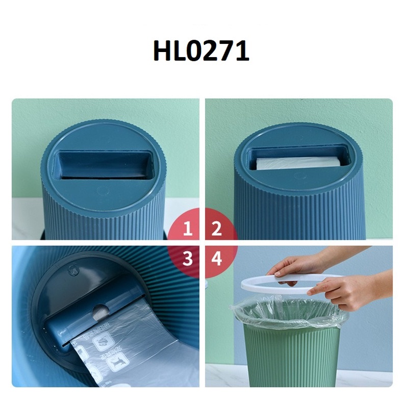 FYGALERY HL0271 Tempat Sampah Bulat Mini Organik Anorganik Kotak Sampah Dengan Tempat Kantong Refill Tong Pembuangan Sampah Kecil Anti Bau Murah