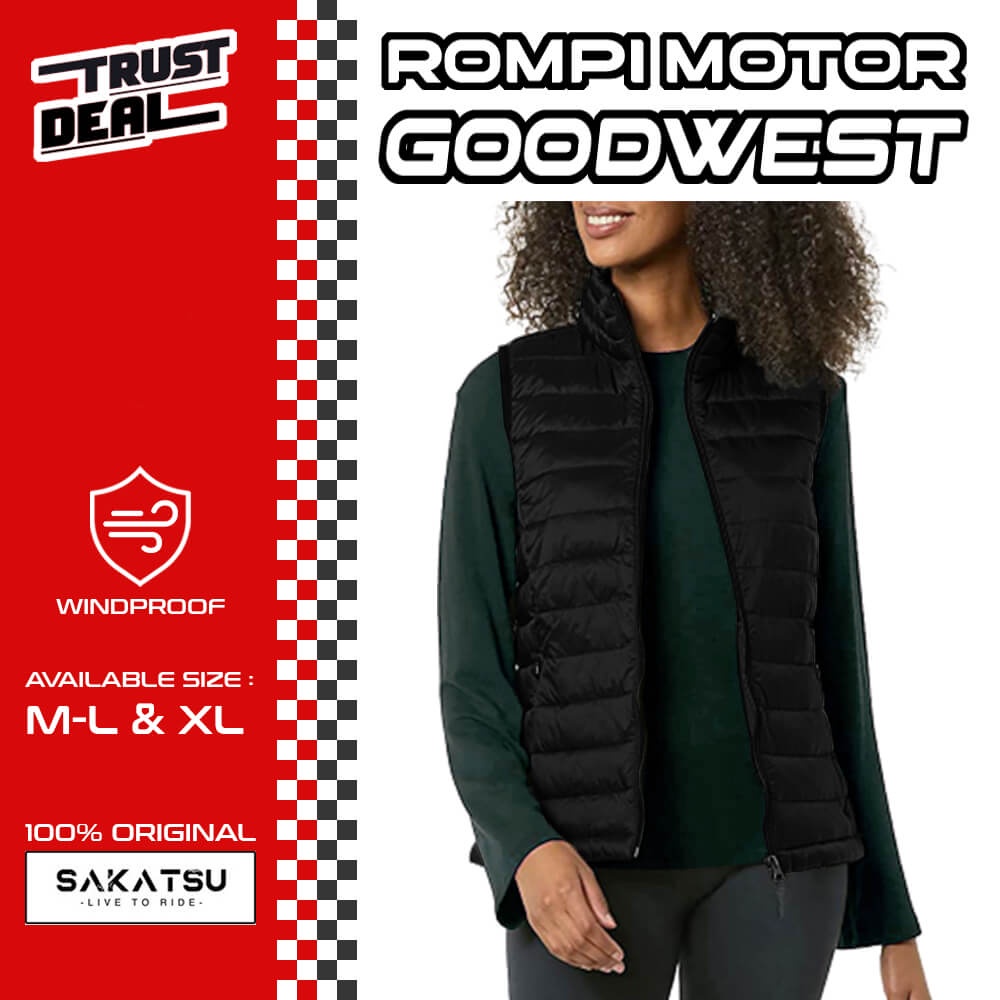 Rompi Jaket Winter Motor Touring Anti Angin SAKATSU GOODWEST Puffer Vest Windproof Pria Wanita Tebal