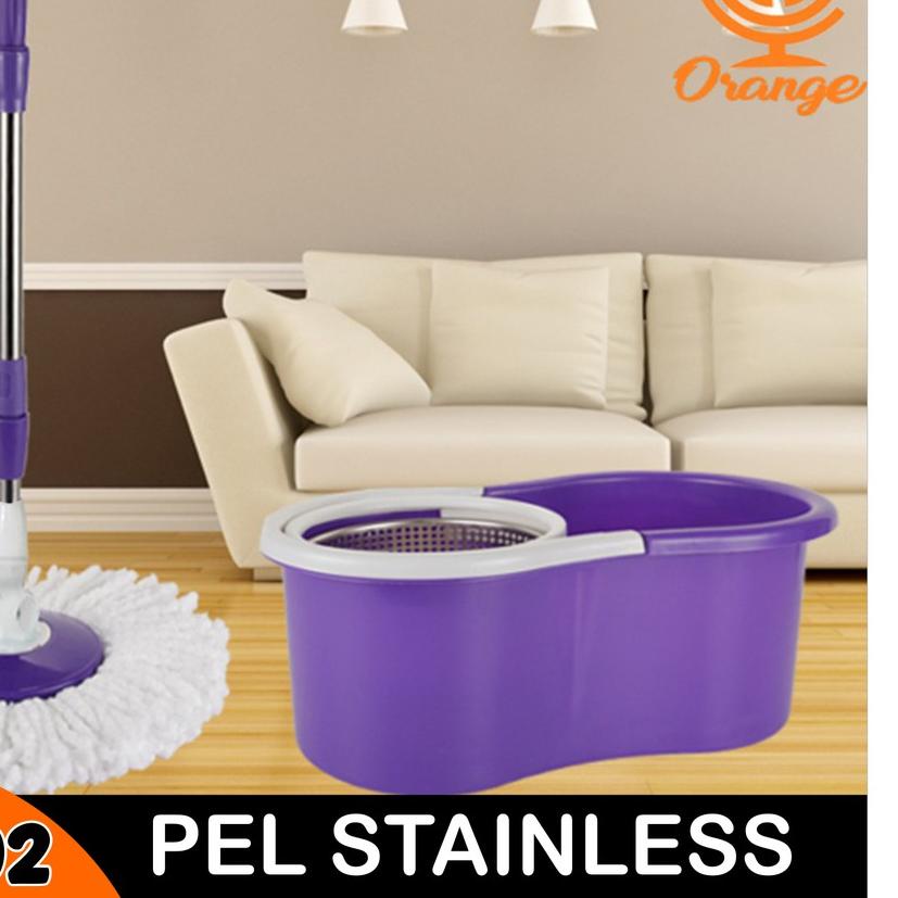 ☜ Orange Official Shop Super Mop Alat Pel Lantai Putar Alat Pel Otomatis Pel Stainless Pel Plastik ☏