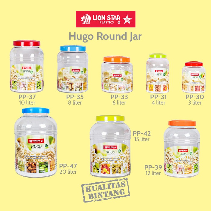 Toples kerupuk 3L 4L 6L 8L 10L 12L 15L 20L lion star Hugo Square Jar / tempat kue jajan