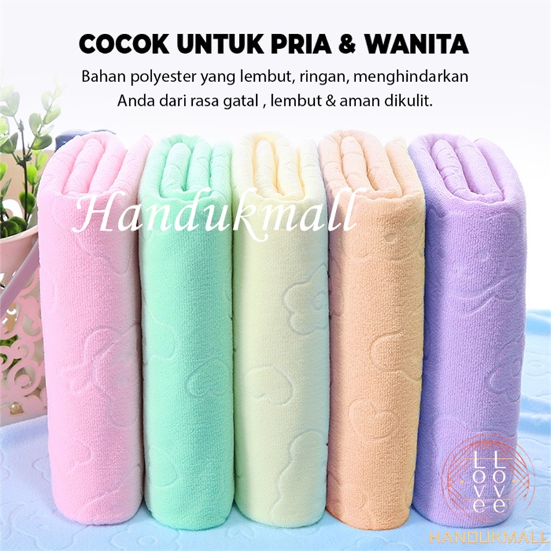 Handuk Mandi Dewasa  Anak  Ukuran  70x140cm Bahan Lembut Daya Serap Tinggi Motif embos bear