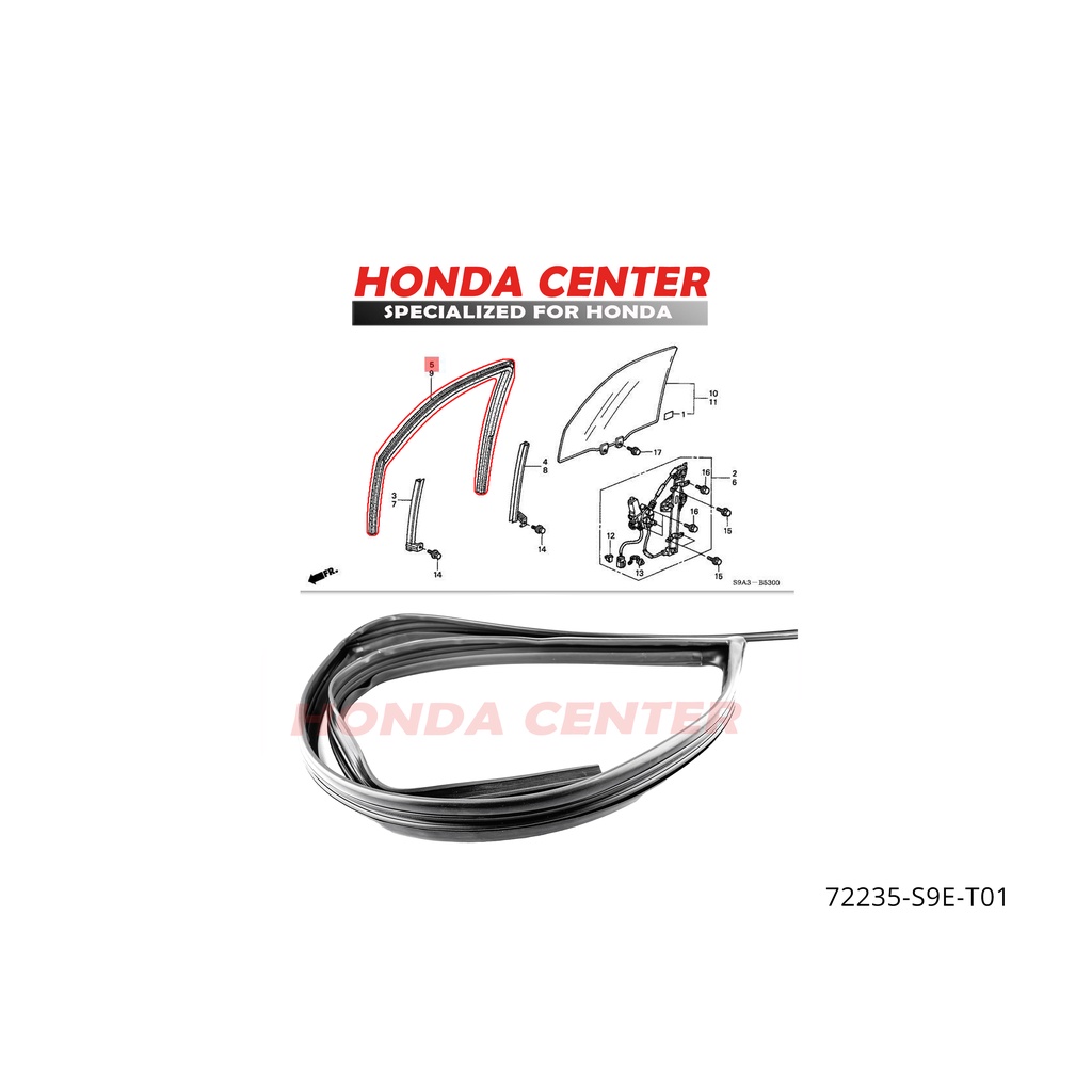 Asli original honda,karet runchannel chanel karet bulu kaca rel naik turun kaca pintu depan kiri kanan mobil honda crv RD gen2 2002 2003 2004 2005 2006