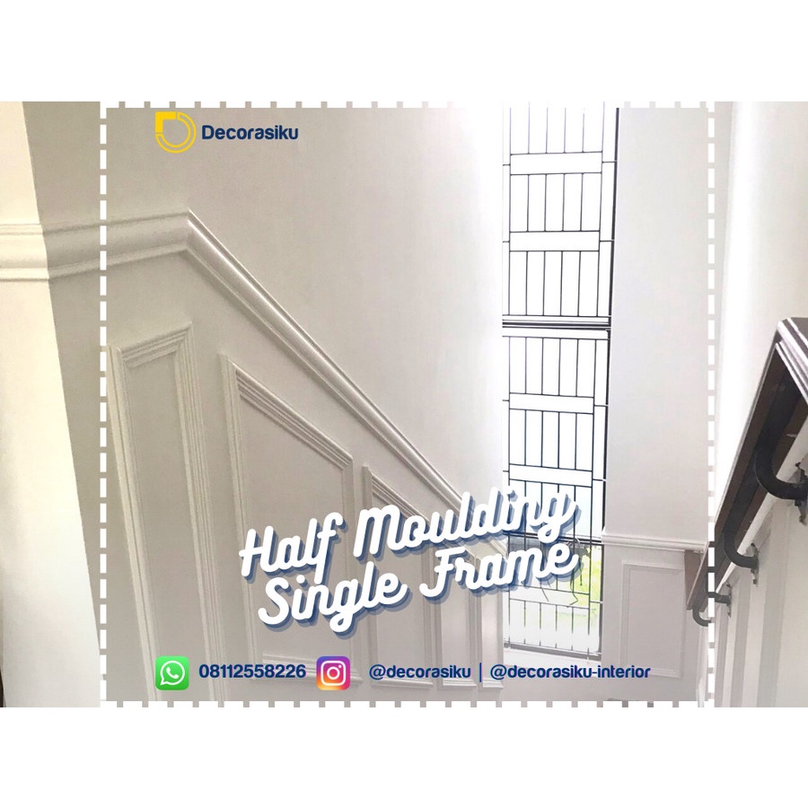 DC - Wall moulding tangga - Single frame KAYU - Wall Panel - half