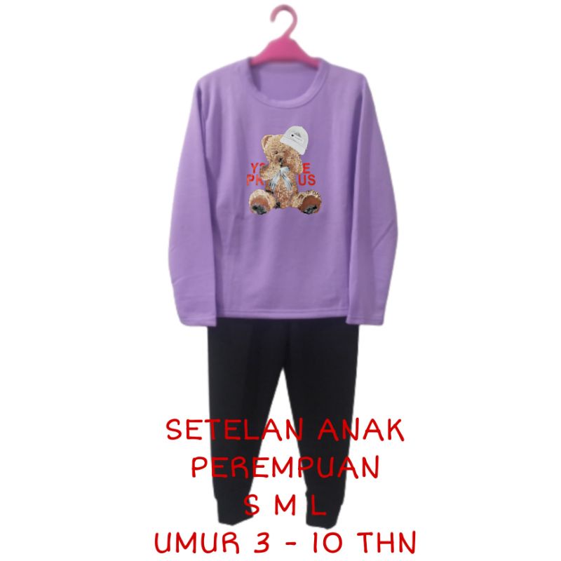 Setelan Anak Perempuan Kaos Lengan panjang dan Celana panjang Terbaru 2022 One Set Baju Tidur Santai Anak Cewek Kekinian Murah Korea Style Size S 3 4 5 Tahun M 5 6 7 Tahun L 8 9 10 Tahun Beruang Topi