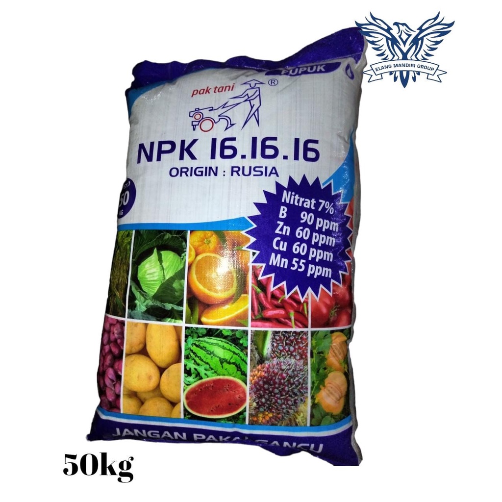 Pupuk 50KG NPK 16-16-16 BIRU Pak Tani ORIGIN RUSIA Pupuk Tanaman Buah dan Sayuran KARUNGAN