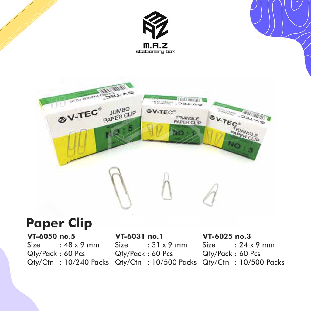 

V-tec Penjepit Kertas / Vtec Triangle Paper Clip