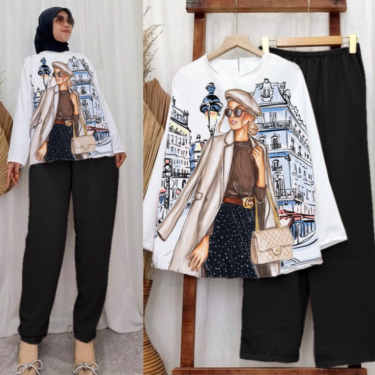 RILLO - MAIRA SET CRINKLE  JUMBO PRINTING DEPAN VIRAL LD 120