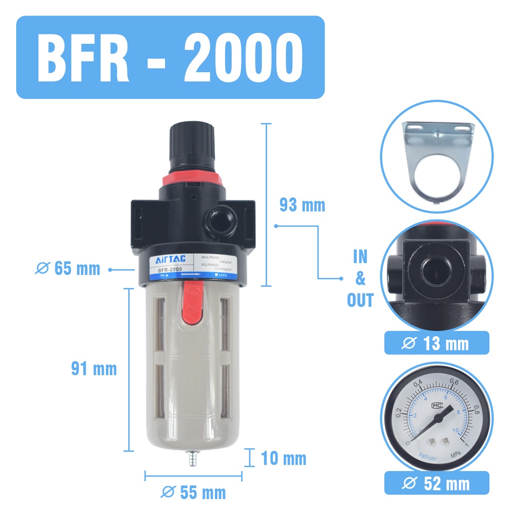 Air Filter Regulator atau Saringan Kompresor BFR 2000 BFR 3000 BFR 4000 1/4&quot;  3/8&quot; 1/2&quot;