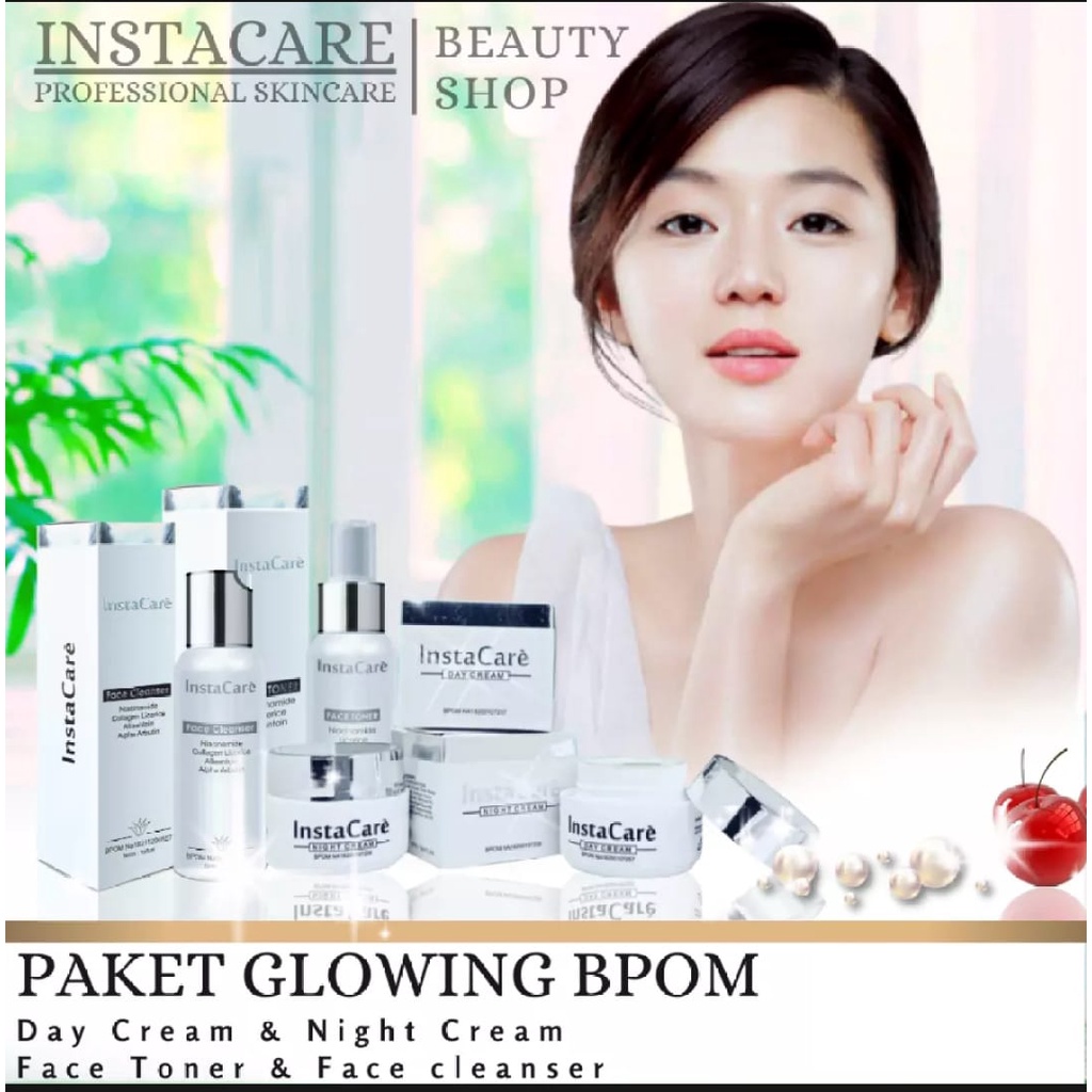 Instacare paket komplit skincare pemutih wajah glowing dan kulit kusam pria wanita permanen cepat cr