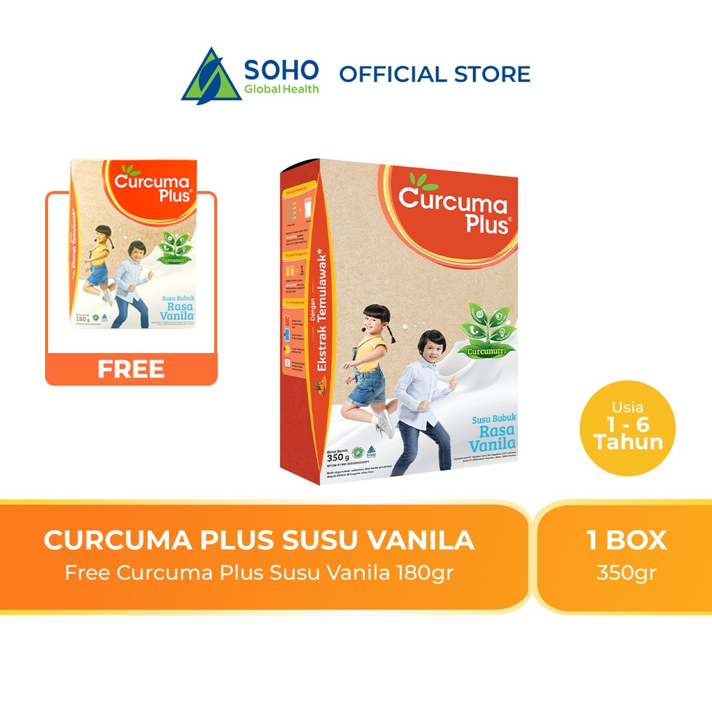 Curcuma Plus Susu Bubuk Ekstrak Temulawak Vanilla 350gr FREE Curcuma Plus Susu Bubuk Ekstrak Temulawak Vanilla 180gr