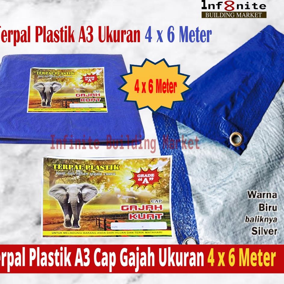 ☜ Terpal Plastik Tenda A3 4 x 6 Meter Tebal Murah Terpal Cap Gajah Kuat ♫